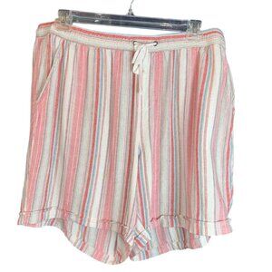 Dash Womens Striped Linen Blend Shorts Size 1X